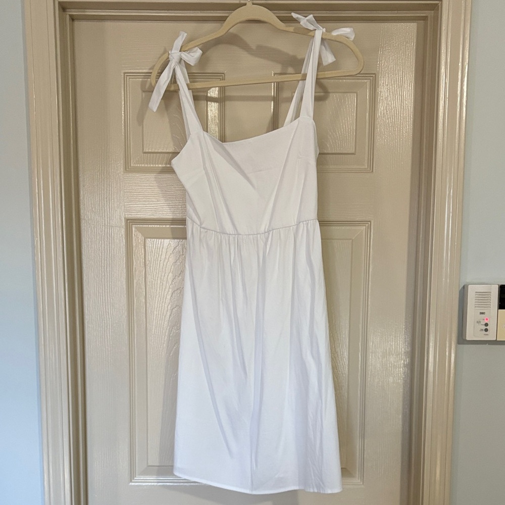 Simple White Sleeveless Dress with Tie Straps